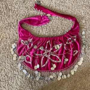 Used pink belly dancing coin belt